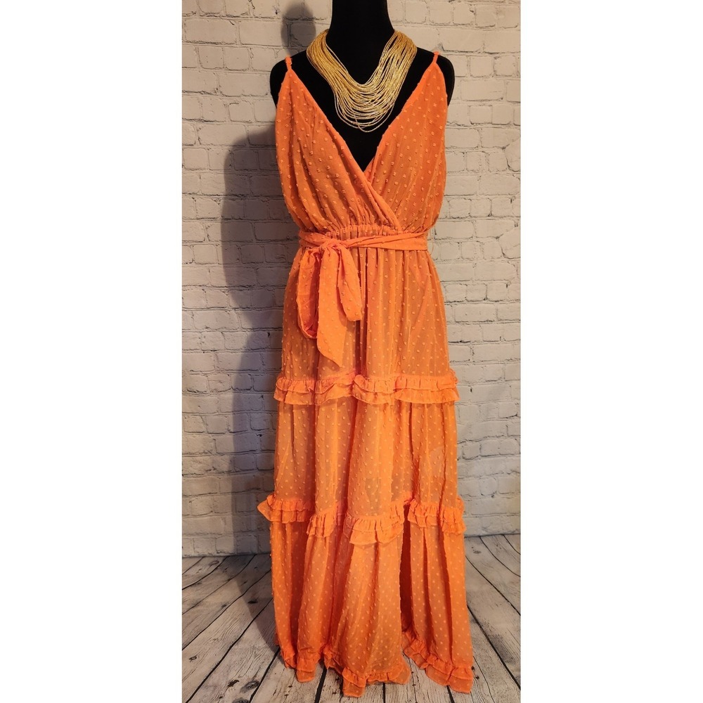 Orange Swiss Dot Maxi Dress by Strut & Bolt M